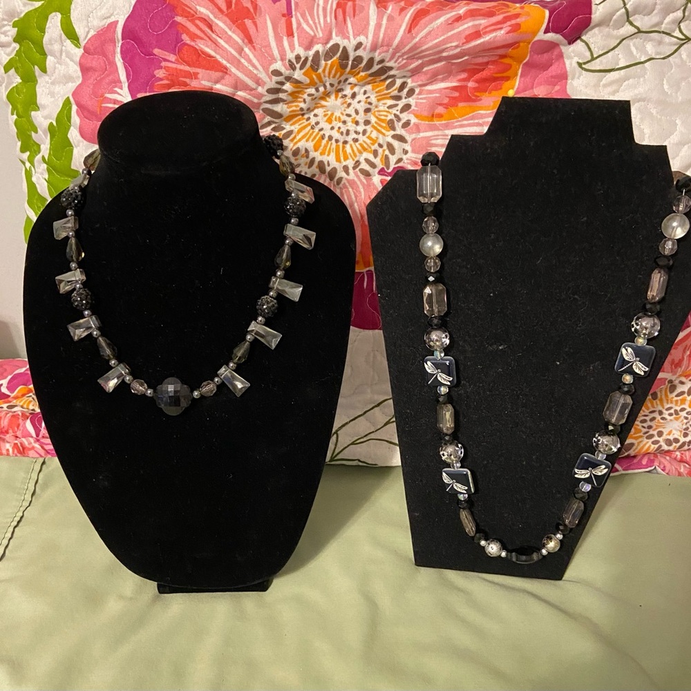 2 For 1 Black and Crystal Necklaces